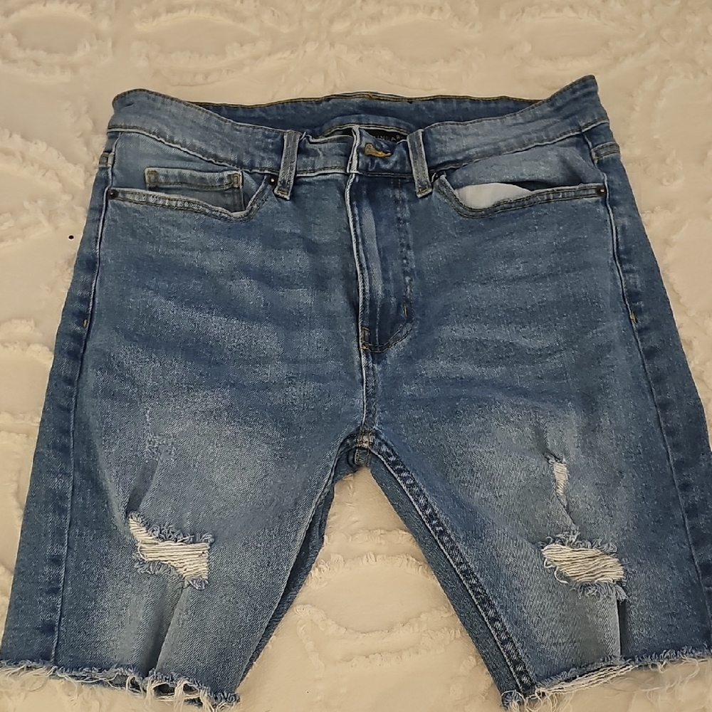 No Boundaries Light Blue Distressed Jean Shorts